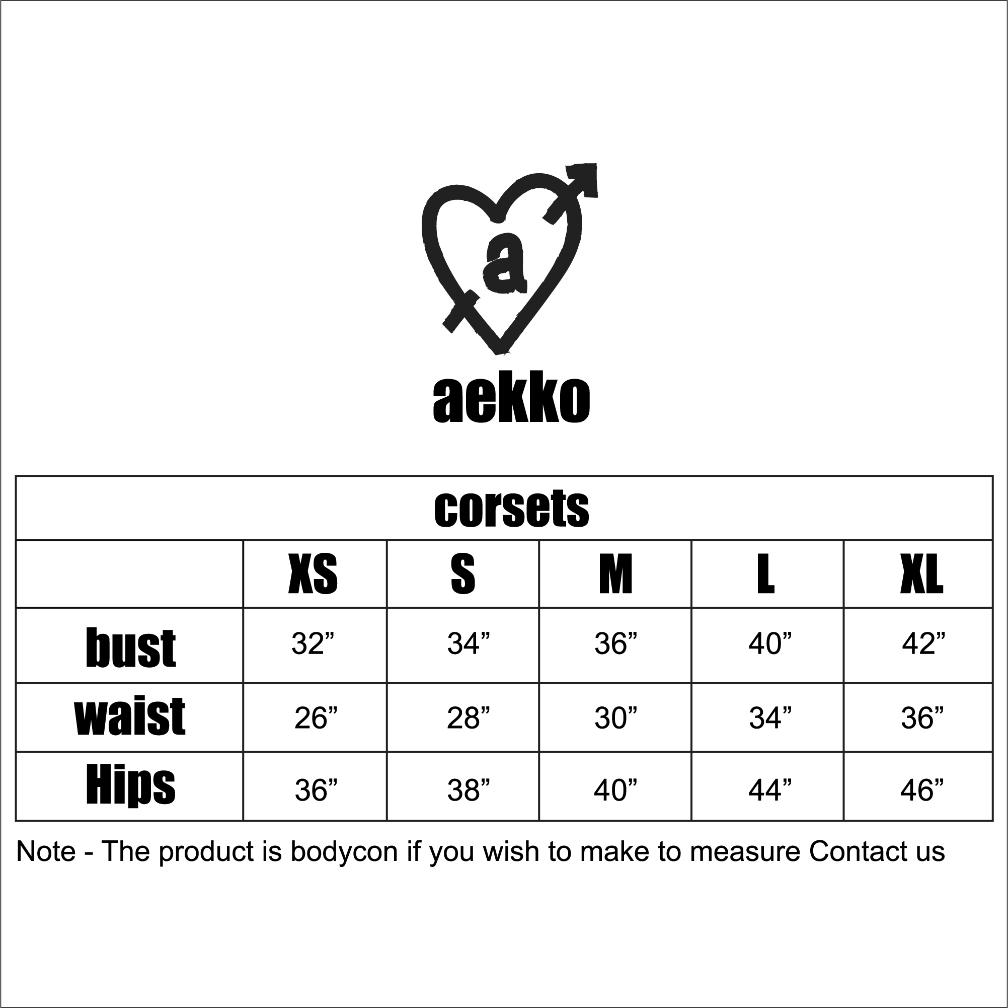 Size chart for Colorblock corset