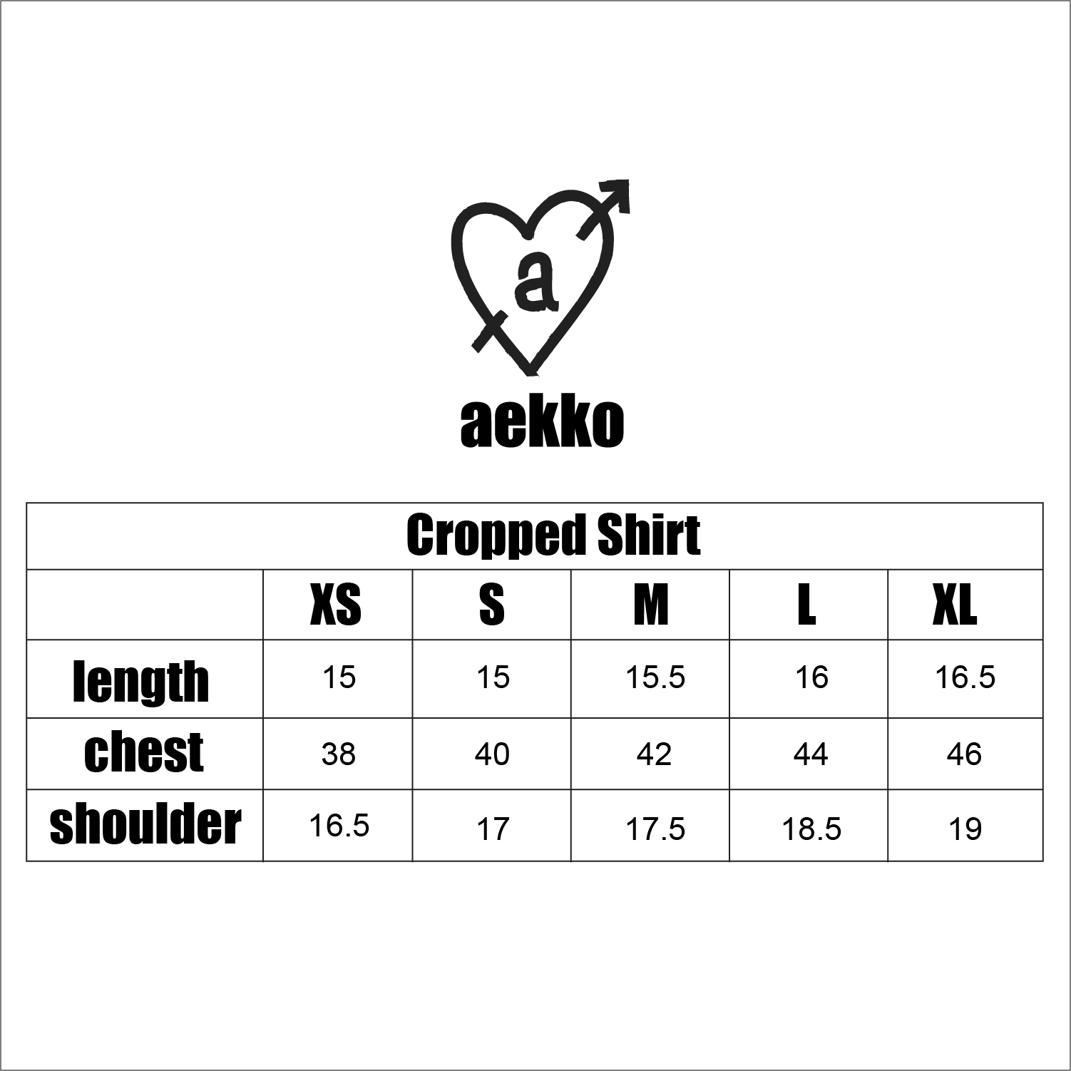 Size chart for Striper School Shirt