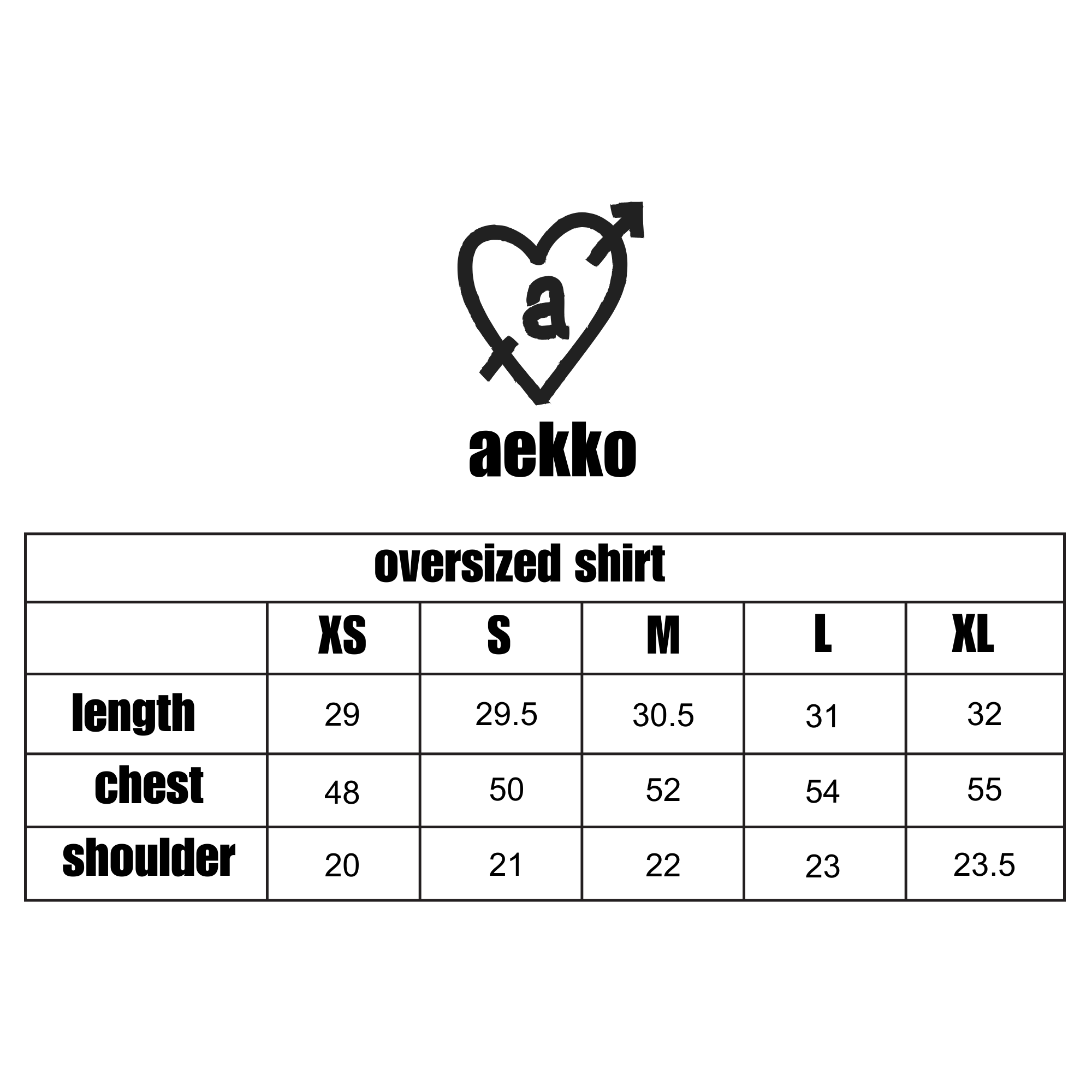 Size chart for Unplanned Pleats Shirt