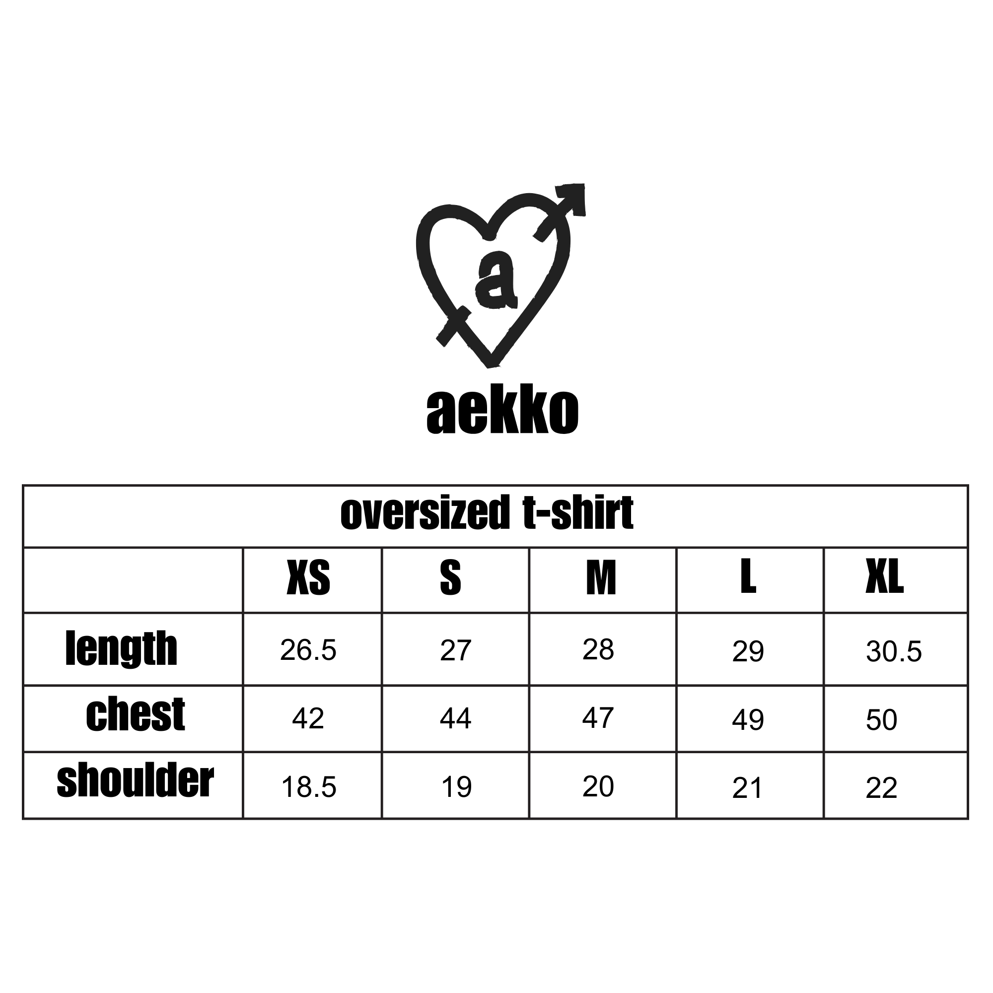 Size chart for Pixel Vest
