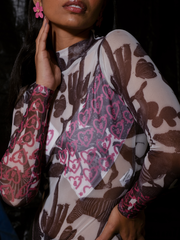 Mesh Monogram Bodysuit